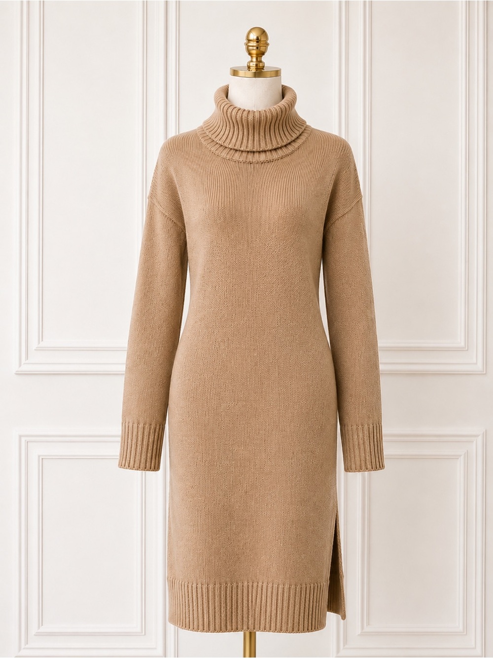 NEW Zenana Oversized Turtleneck Sweater Dress Camel S M L
